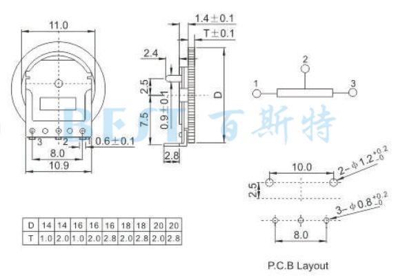撥盤電位器WH180-1參考圖紙 撥盤電位器WH180-1參考圖紙